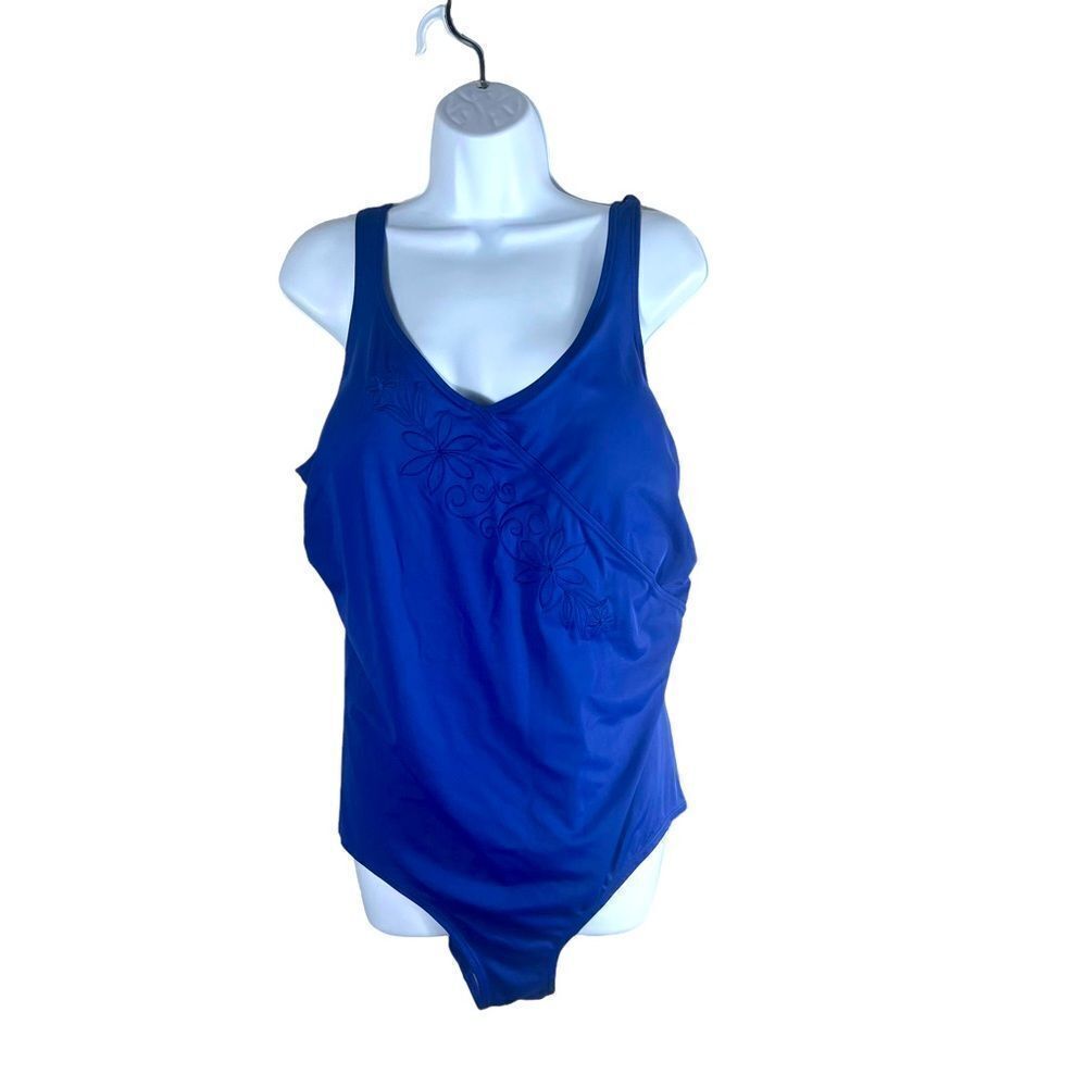 Beach Bay Navy Blue Embroidered Floral Print